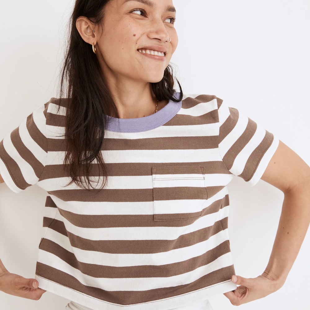 Madewell Cropped Pocket Tee in Stripe
